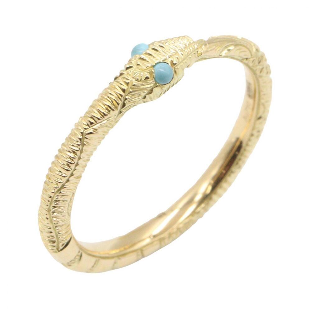 Gucci Uroboro Turquoise Ring - 18K Yellow Gold Women's Gold/Blue Tones